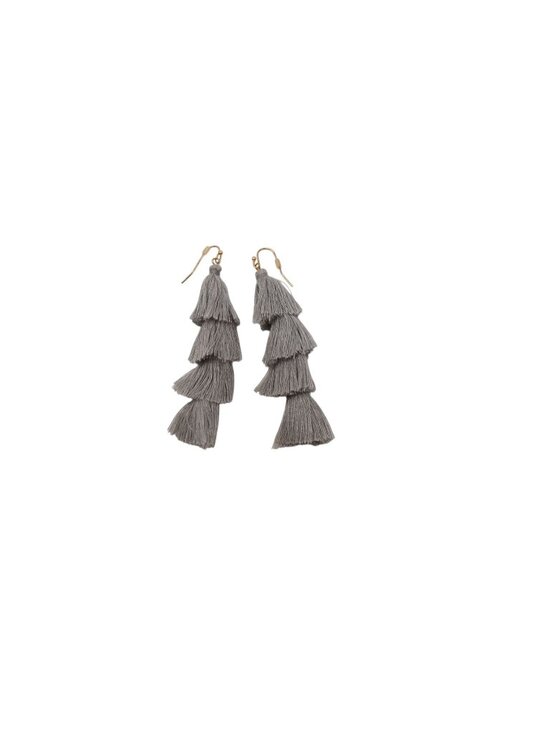 Unbranded Jewelry - NWOT Unbranded 4 Tier Tassel Earrings Gray Dangle Drop Boho Statement Jewelry